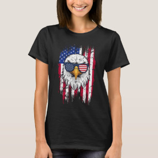 T-shirt USA Flag And American Bald Eagle Grunge