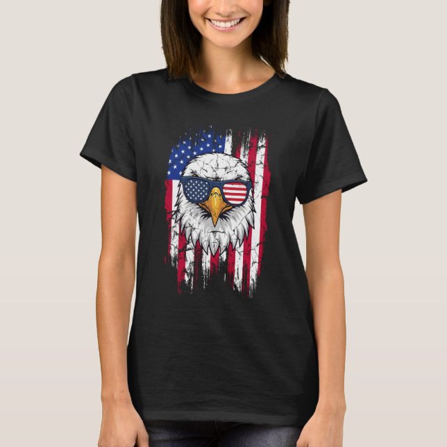 T-shirt USA Flag And American Bald Eagle Grunge (Devant)