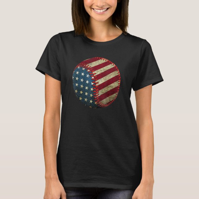 T-shirt USA Flag Baseball Ball Sports  & Players Internati (Devant)