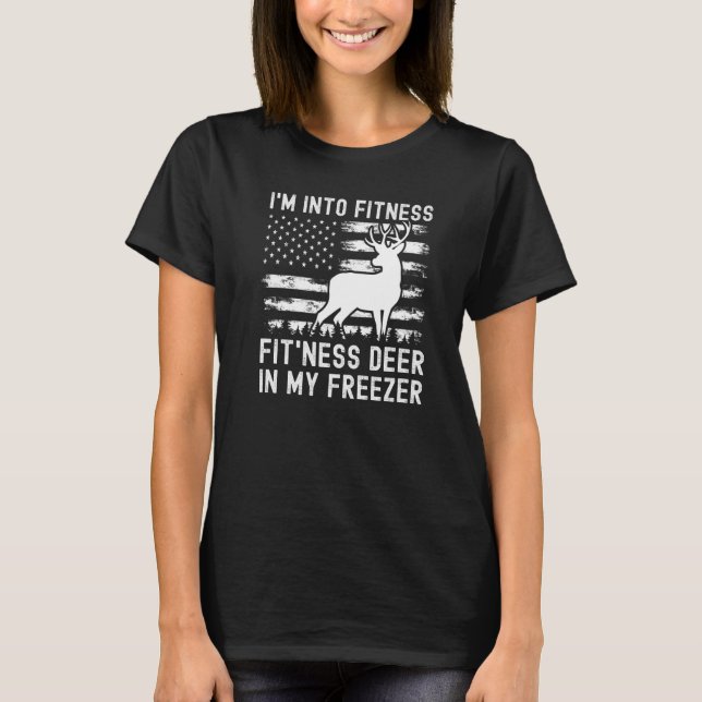 T-shirt USA Flag Deer Hunting I'm Into Fitness Deer In My  (Devant)