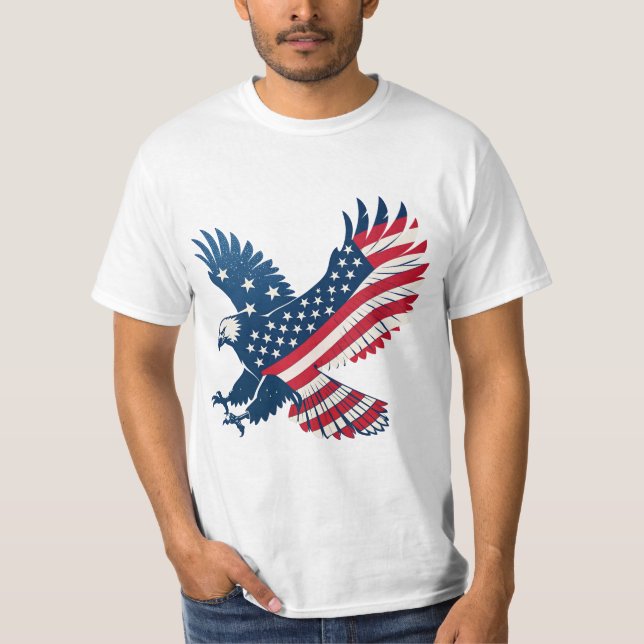 T-shirt USA Flag in Shape of an Eagle (Devant)