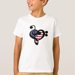 T-shirt USA Flag Music Heart - American Pride Musician