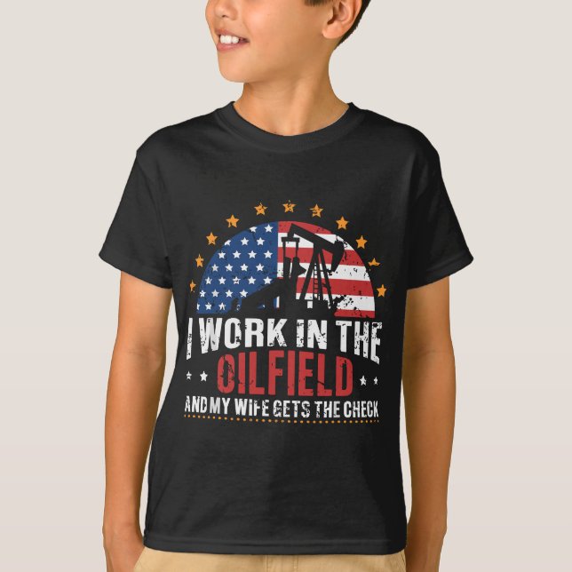 T-shirt USA Flag Oil Well Oilfield Oilfield Oilfield Trash (Devant)