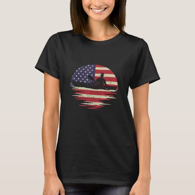 T-shirt USA Flag Patriotic American Kayaking Kayaker Canoe (Devant)