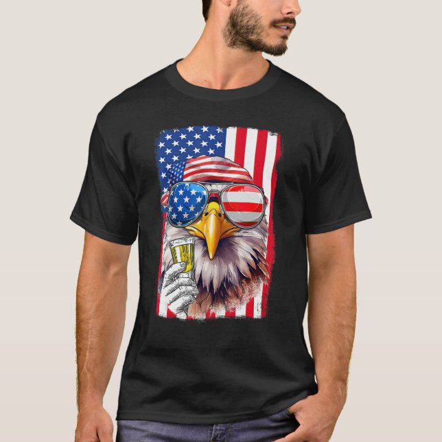 T-shirt USA Flag Patriotic Eagle Sunglasses 4th Of July Be (Devant)