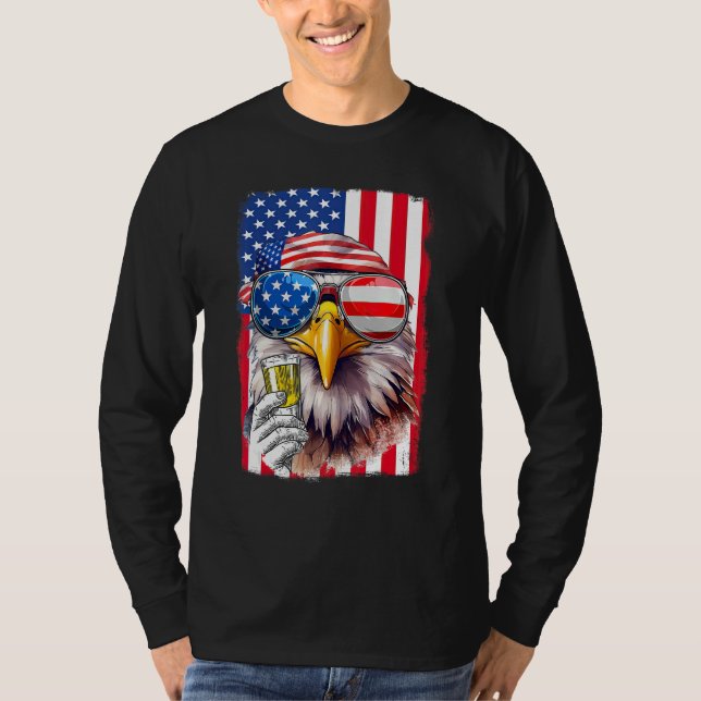 T-shirt USA Flag Patriotic Eagle Sunglasses 4th Of July Be (Devant)
