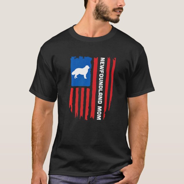 T-shirt USA flag Patriotic Newfoundland Mom (Devant)