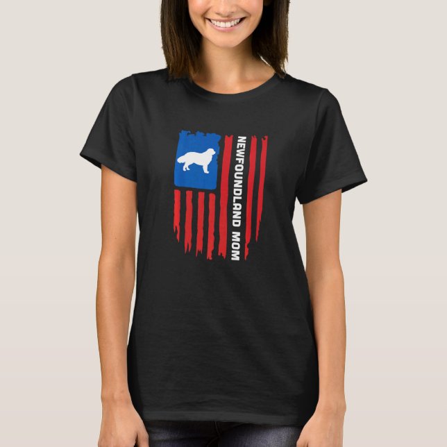 T-shirt USA flag Patriotic Newfoundland Mom (Devant)