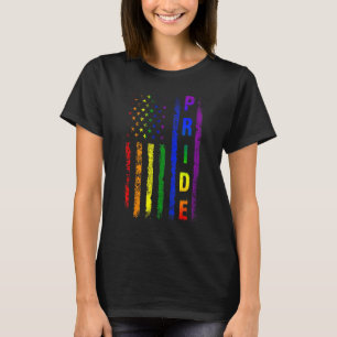 T-shirt USA Flag Rainbow 4 juillet LGBTQ Gay pride Mois