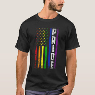 T-shirt USA Flag Rainbow 4 juillet LGBTQ Gay pride Mois