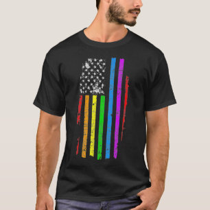 T-shirt USA Flag Rainbow 4 juillet LGBTQ Gay pride Mois