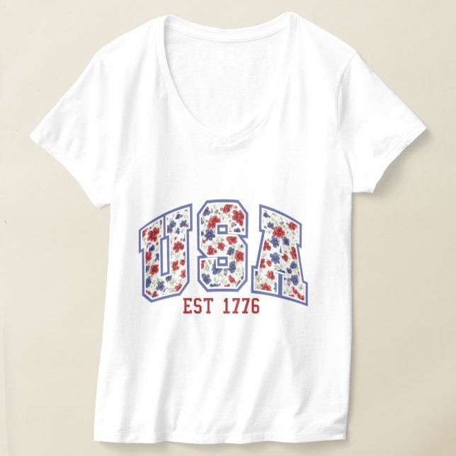 T-shirt USA floral patriotic design  (Poser)