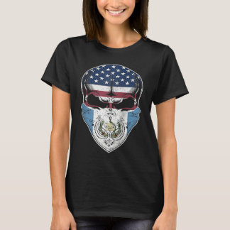 T-shirt USA Guatemala Roots  Guatemalan American Flag Skul