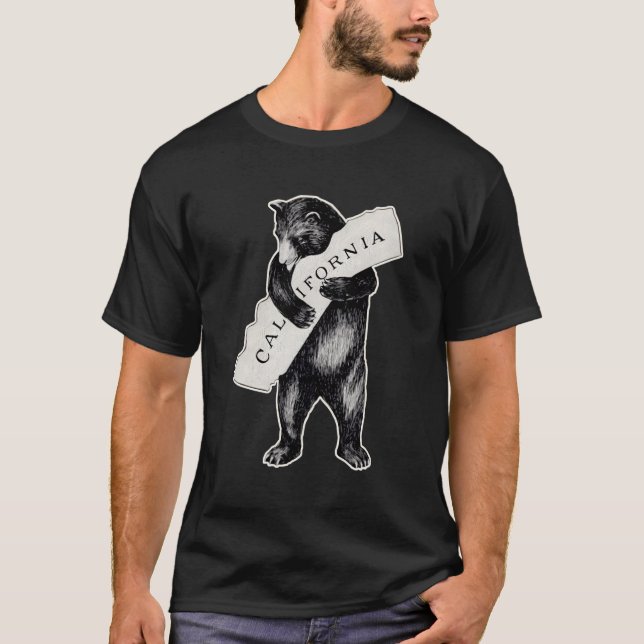 T-shirt Usa I Love California Art-Retro Cali Bear Hug (Devant)