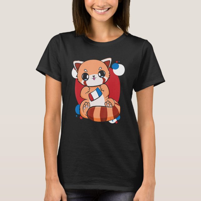 T-shirt USA Ice Cream 4 juillet mignonne Red Panda Vétérin (Devant)