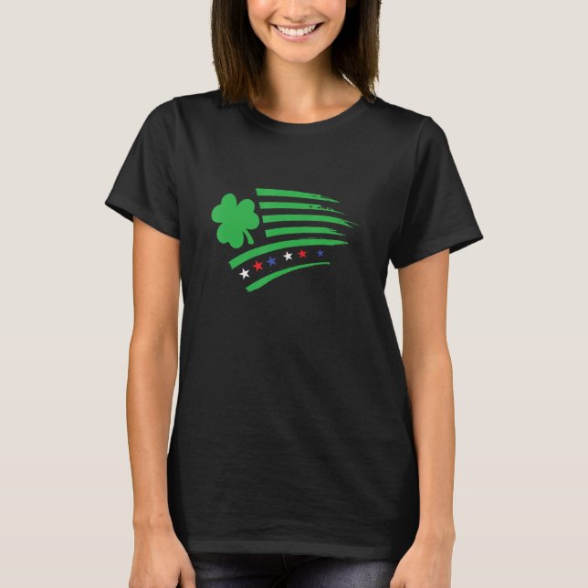 T-shirt USA Irish Flag  Clover Shamrock  Ireland America (Devant)