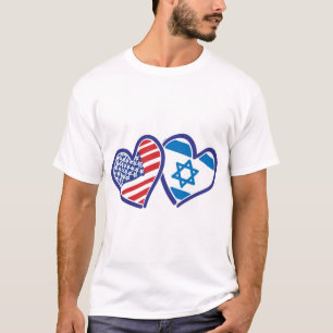 T-shirt USA Israel Love Hearts