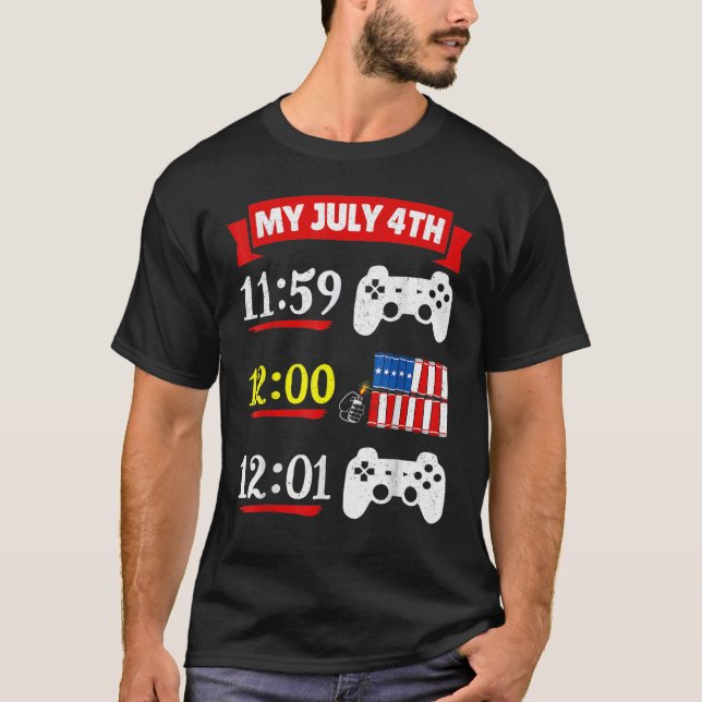 T-shirt Usa Jeu Vidéo Temps 4 juillet Gamer Kids (Devant)