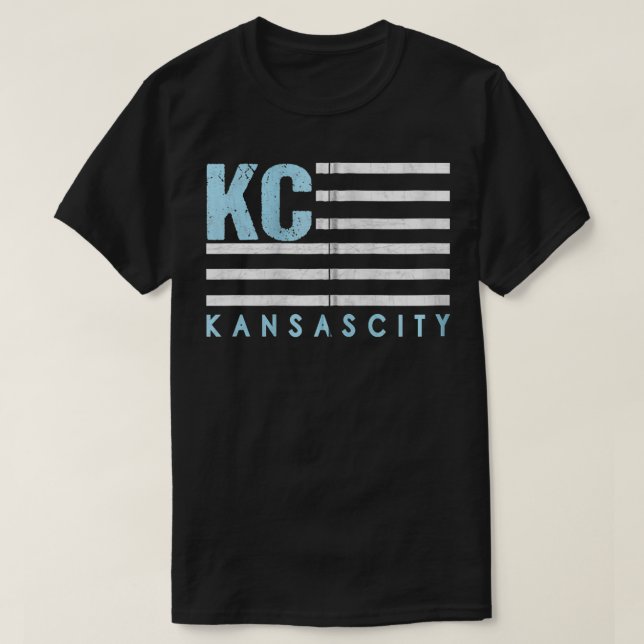 T-shirt USA KC Drapeau Royal et bleu clair KC Kansas City  (Design devant)