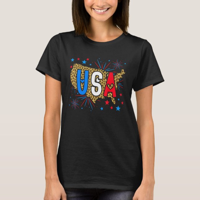 T-shirt Usa Leopard Carte Femmes parfaites (Devant)