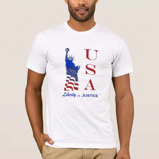 T-shirt USA Liberty and Justice Statue of Liberty (Devant)