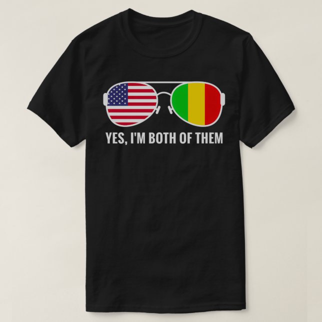 T-shirt USA Mali Drapeau Lunettes de soleil Malien América (Design devant)