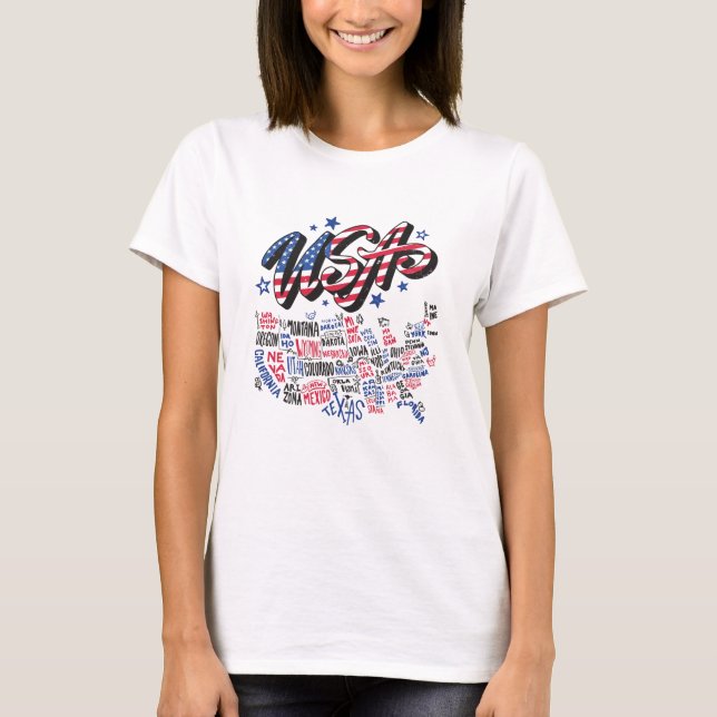 T-shirt USA Map Etats-Unis Amérique Amérique (Devant)