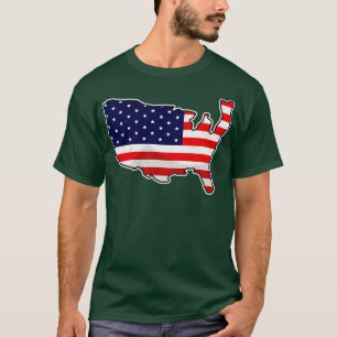 T-shirt USA Map États-Unis Drapeau Amour Patriotisme Améri