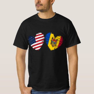 T-shirt USA Moldova Coeur du drapeau moldave Amérique
