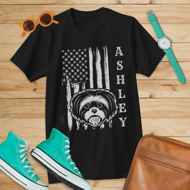 T-shirt USA Patriot Shih tzu Dog US Pet (Créateur téléchargé)