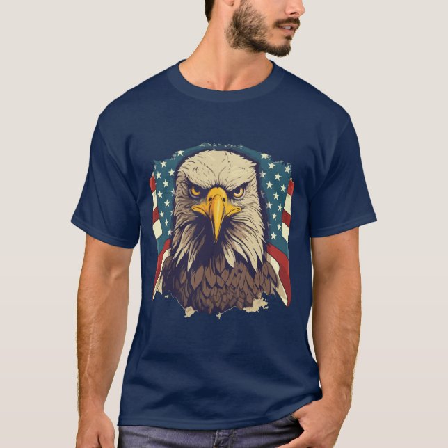 T-shirt USA Patriotic Eagle American Flag 4th of July Tee (Devant)