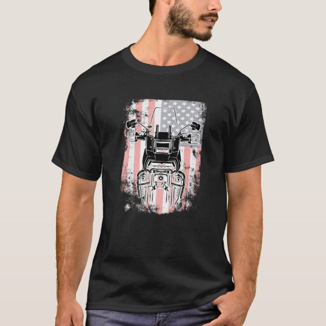 T-shirt USA Patriotic FlagTravel Off Road Biker Trial Adve (Devant)