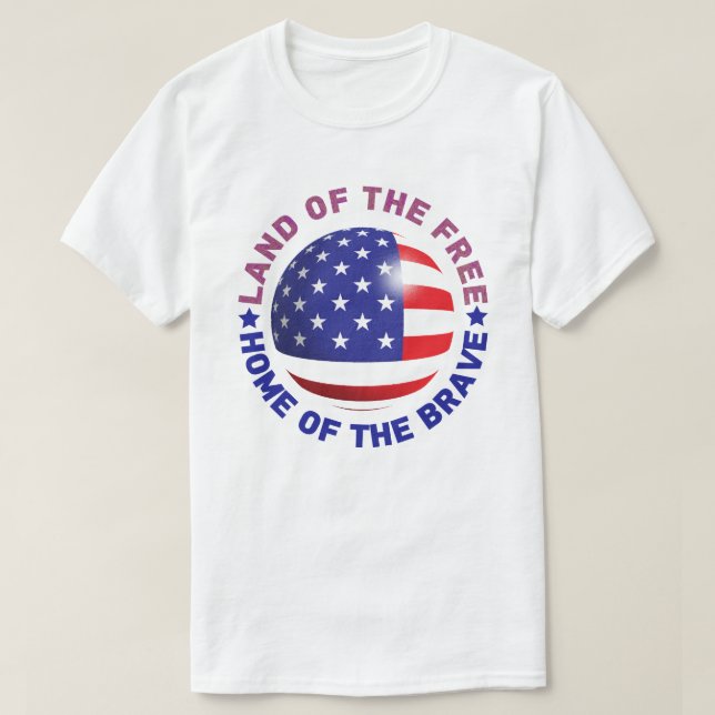 T-shirt USA Pays des Libres, Maison des Braves (Design devant)