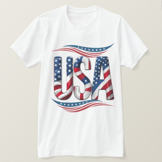 T-shirt USA Pride Bold Letter Art - Drapeau Inside Edition (Design devant)