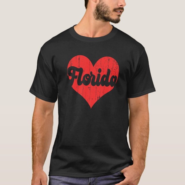 T-shirt USA Proud America State Flag Heart Love Florida  (Devant)