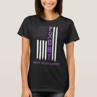 T-shirt USA Purple Ribbon Drapeau Octobre Violence domesti
