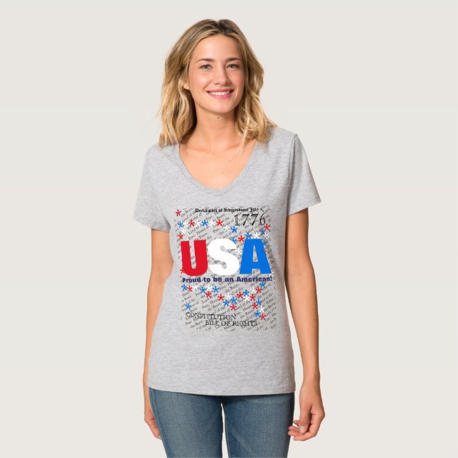 T-shirt USA Red White Blue Constitution (Devant entier)