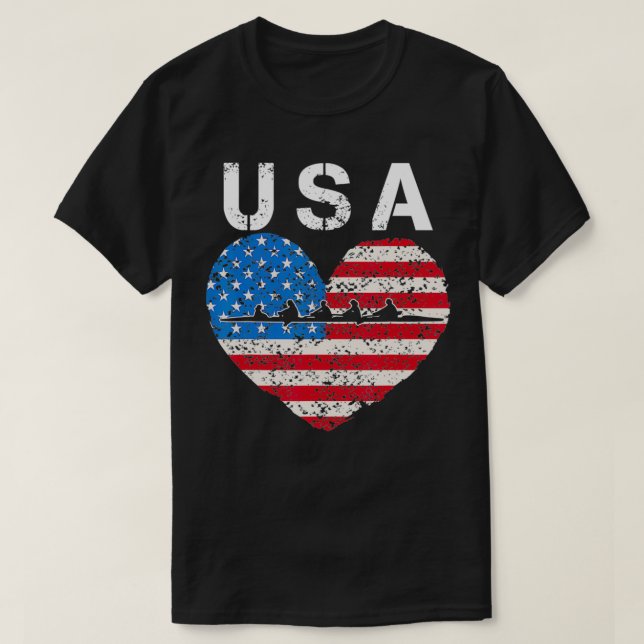 T-shirt USA Rowing team American heart US équipage femmes (Design devant)