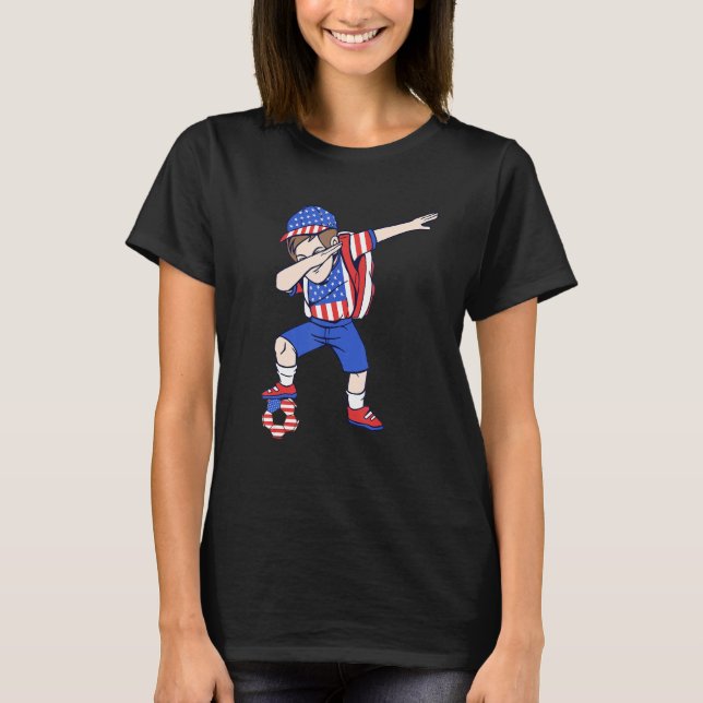 T-shirt USA Soccer Player America Dabbing American Boy (Devant)