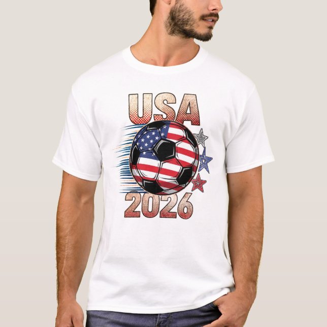 T-shirt USA Soccer with Red White Blue Stars 2026 (Devant)