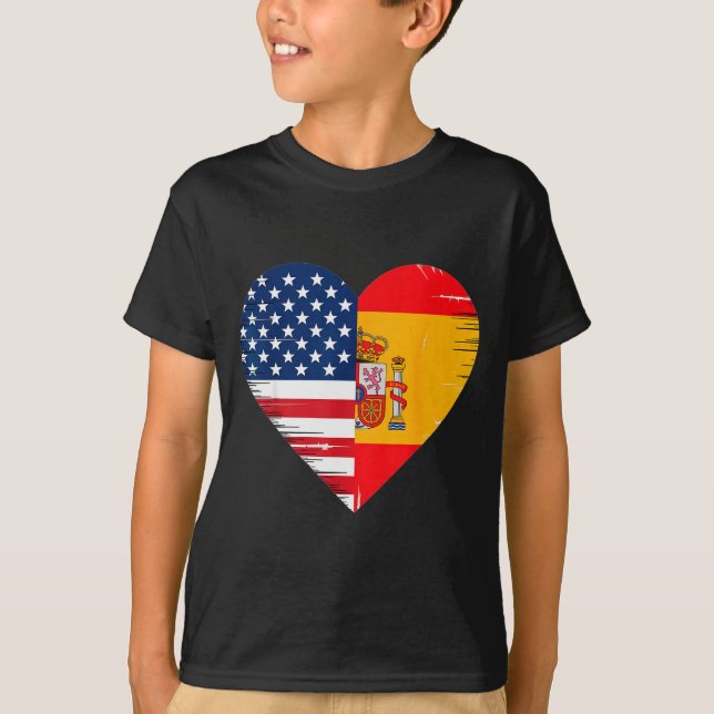 T-shirt Usa Spain Heart - Dual Citizenship  (Devant)