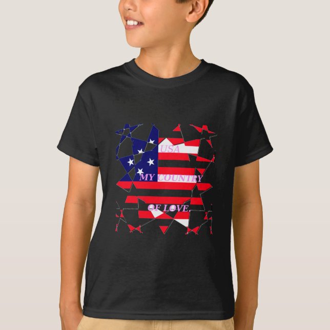 T-shirt USA Star Spangled Love My Country of Love (Devant)