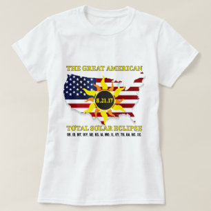 T-shirt USA Stars and StripesTotal Solar Eclipse de 2017