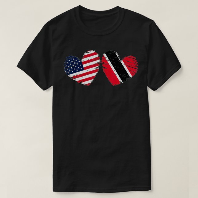 T-shirt USA Trinidad and Tobago Flag Heart Trinbagonian Am (Design devant)