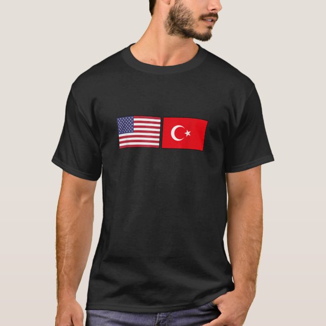T-shirt USA Turquie Drapeau turc américain (Devant)