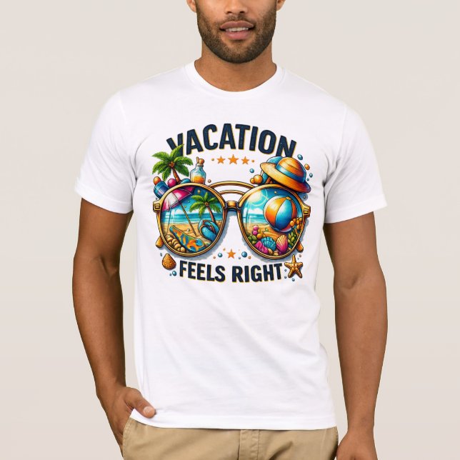 T-shirt USA « Vacation Feels Right » Bella Canvas (Devant)