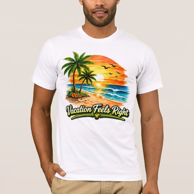 T-shirt USA « Vacation Feels Right » Bella Canvas (Devant)