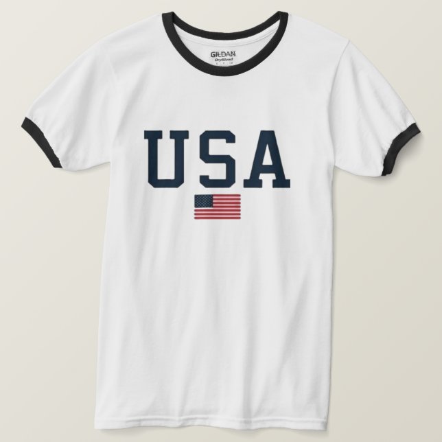 T-shirt USA varsity letters American Flag Gym Sports  (Design devant)