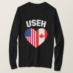 T-shirt USEH America Canada Drapeau drôle Américain Canadi