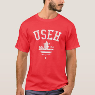 T-shirt USEH Drôle de Canadien Eh Américain Drapeau Canadi